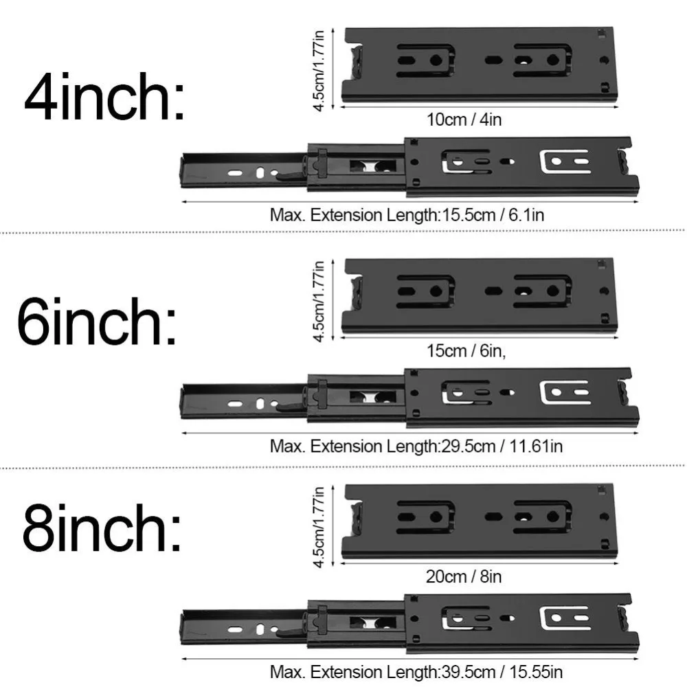 2 шт./партия, Мини выдвижные ящики, Короткие стальные направляющие для мебели, полный удлинитель, кухонный шкаф, шкаф, фурнитура, направляющая горка