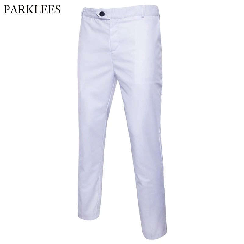Белые облегающие прямые мужские брюки новые официальные деловые брюки мужские брюки с плоской передней частью повседневные Свадебные Мужские брюки для жениха