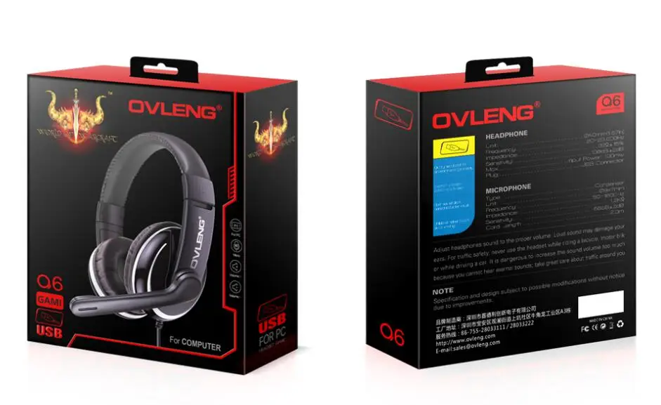 OVLENG Q6 игровая гарнитура E sports с микрофоном Стерео объемная USB для ПК и