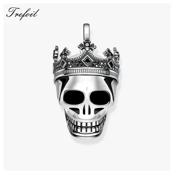 

Skull King with Crown Pendant,2019 Fashion Luxury Jewelry 925 Sterling Silver Vintage Rebel Gift For Women Men Fit Necklace