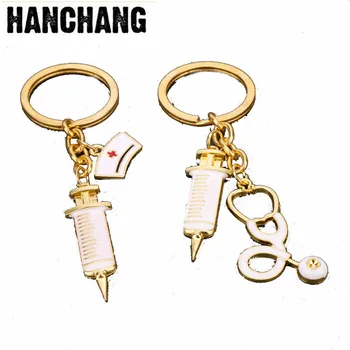 

Syringe Stethoscope Keychain Key Chain For Cosplay Doctor Nurse Physicians Medical Student Graduation Jewelry Gifts
