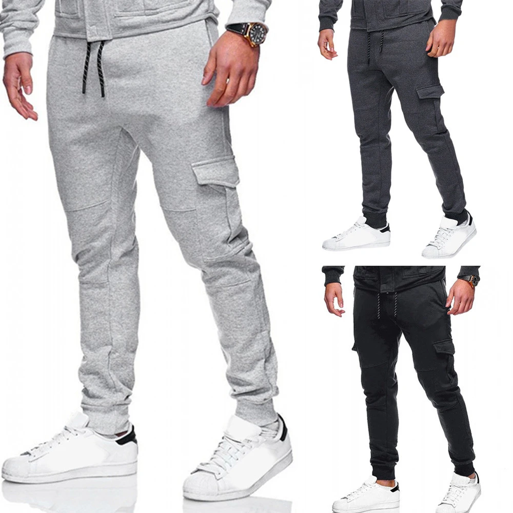 Pantalones para hombre 2019 moda para hombre Color puro vendaje para hombre Pantalones de Casual deporte bolsillos holgados Pantalones Pantalón Z401|Pantalones y pantalones capri| - AliExpress