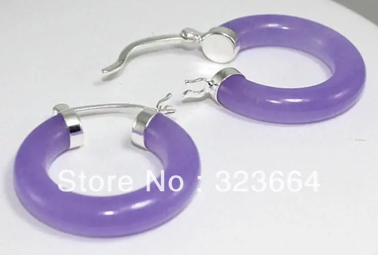 

30MM SEMICIRCULAR SHAPE PURPLE SILVER PLATED BEAUTIFUL EARRINGS 2pcs