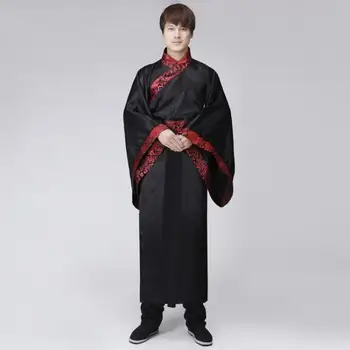 

Chinese Men Traditional Clothes Black Natioanl Stage Performance Clothing Ancient Chivalrous Guest Robe Gown Cosplay Costume
