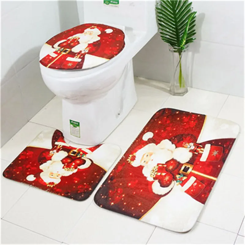 3PCS Toilet Seat Cover Set Absorbent Non Slip Bathroom Rug Toilet Cover