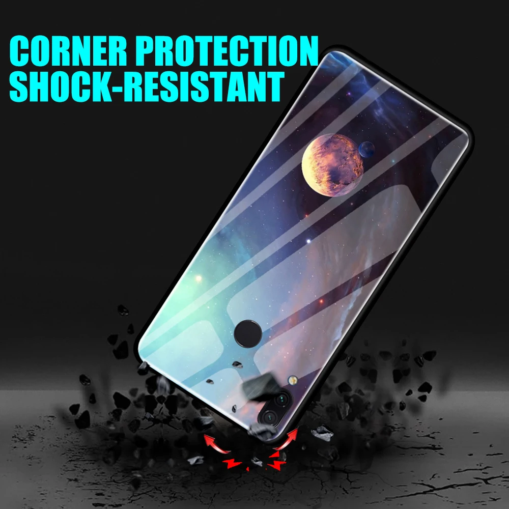 Чехол для Xiaomi Redmi Note 7 закаленное стекло роскошная броня Противоударная задняя
