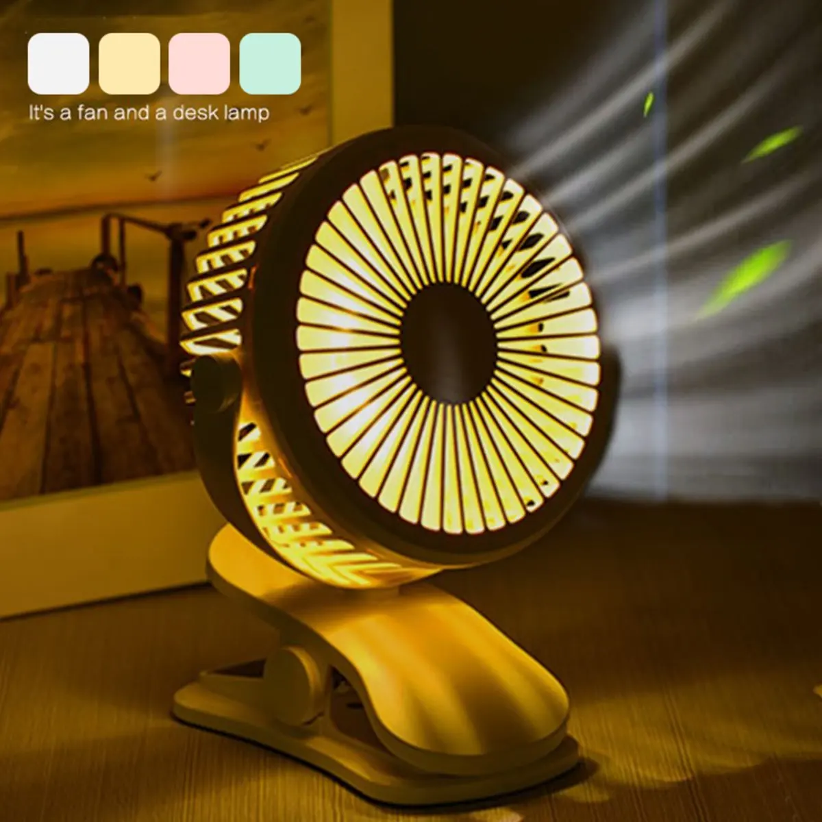 

USB Mini Night Light Table Cooling Fan Summer Portable Clip-on Air Cooler 4 Colors Home Office Small Air Conditioning Appliance