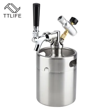 

TTLIFE 1.8L Stainless Steel Beer Keg With Faucet, Pressurized Home Beer Brewing Craft, Beer Dispenser Growler, Beer Keg System