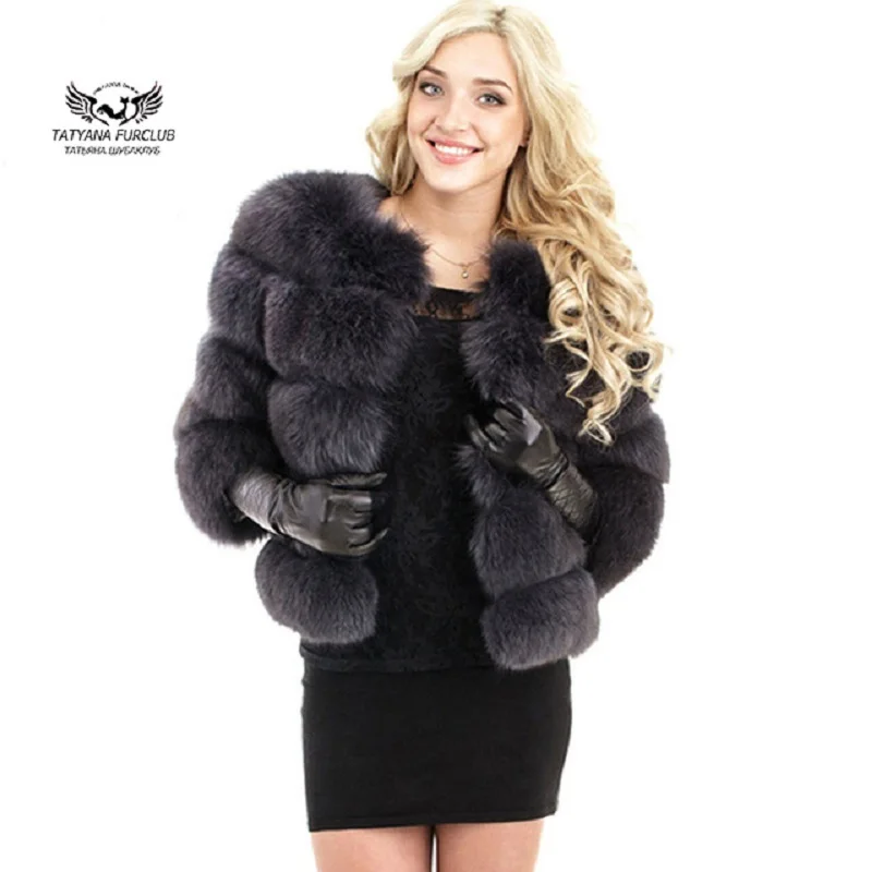 

TATYANA FURCLUB Womens Plus Size Fashions Winter Jacket Women Camperas Mujer Abrigo Invierno 2018 Real Fur Fox Fur Short Coats