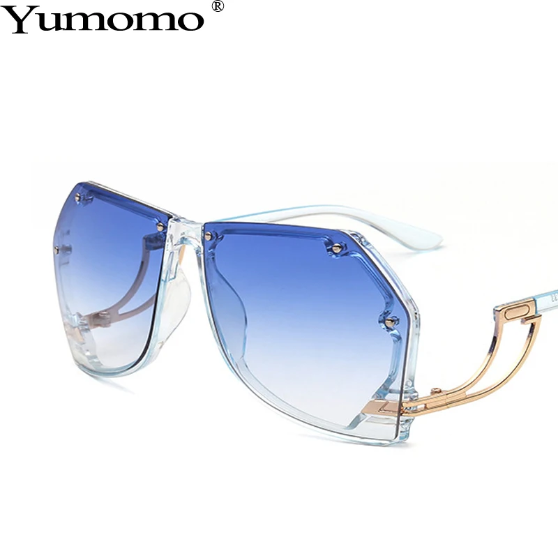 

Fashion Polygonal Sunglasses Women Blue Pink Retro Gradient Ocean Tinted Color Lens Unique Metal Frame Oculus Female Eyeglasses