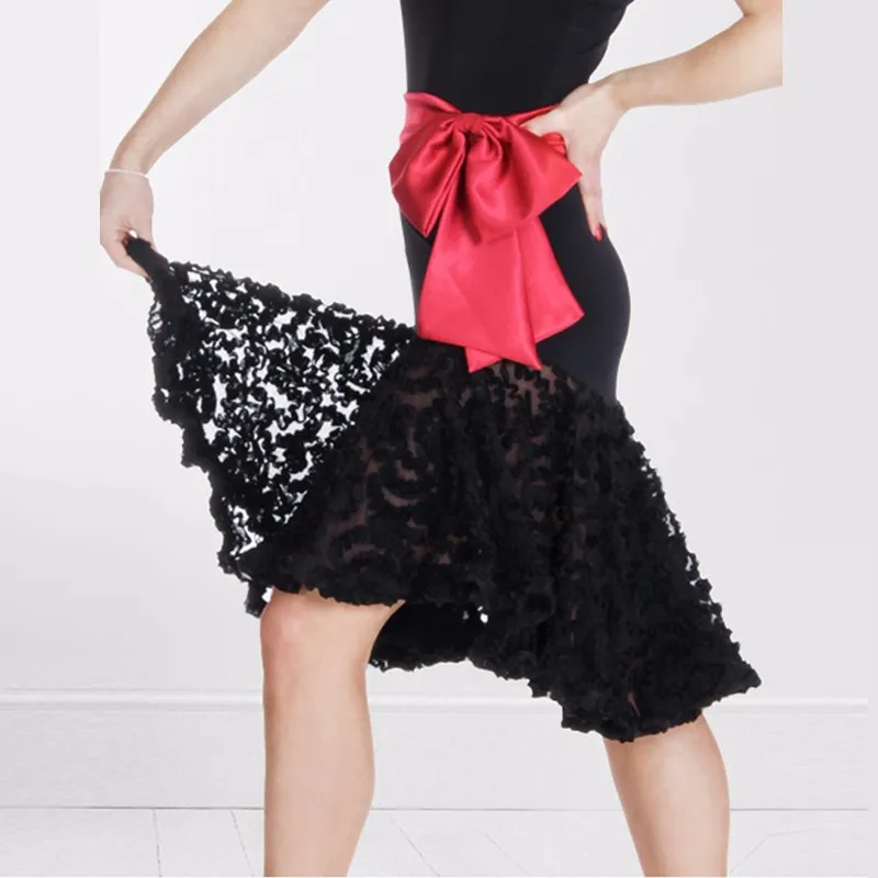 Костюмы для латиноамериканских танцев юбка для танцев кружевное платье с цветочным рисунком ча-ча/Румба/самбы/Костюмы для бальных танцев