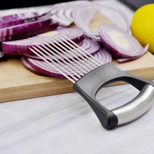 Cortador de cebola de aço inoxidável, ajudante, equipamento de cozinha, fatiador, cortador, garfo, vegetais, batata