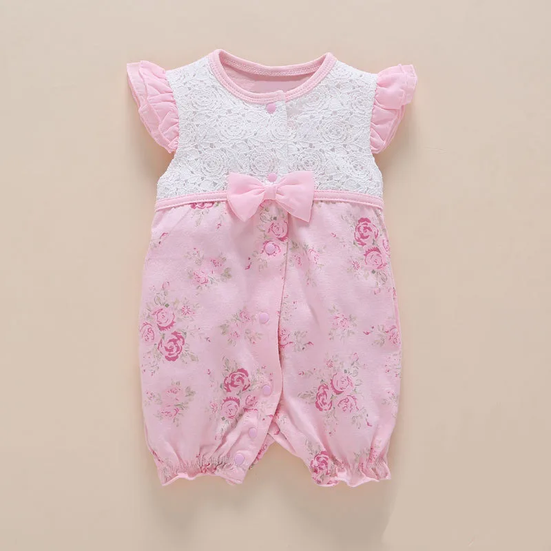 Комбинезон для новорожденных девочек; комплекты одежды; лето г.; Детский комбинезон хлопок с вышивкой «i love mama»; одежда для малышей с повязкой на голову; обувь - Цвет: pink flower romper