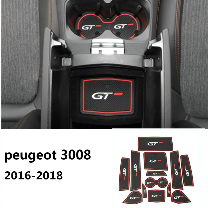 

For 2016 2017 2018 Peugeot 3008 GT Inner Gate Slot Pad Non-slip Cup Mats Anti Slip Door Groove Mat Interior Car Accessories