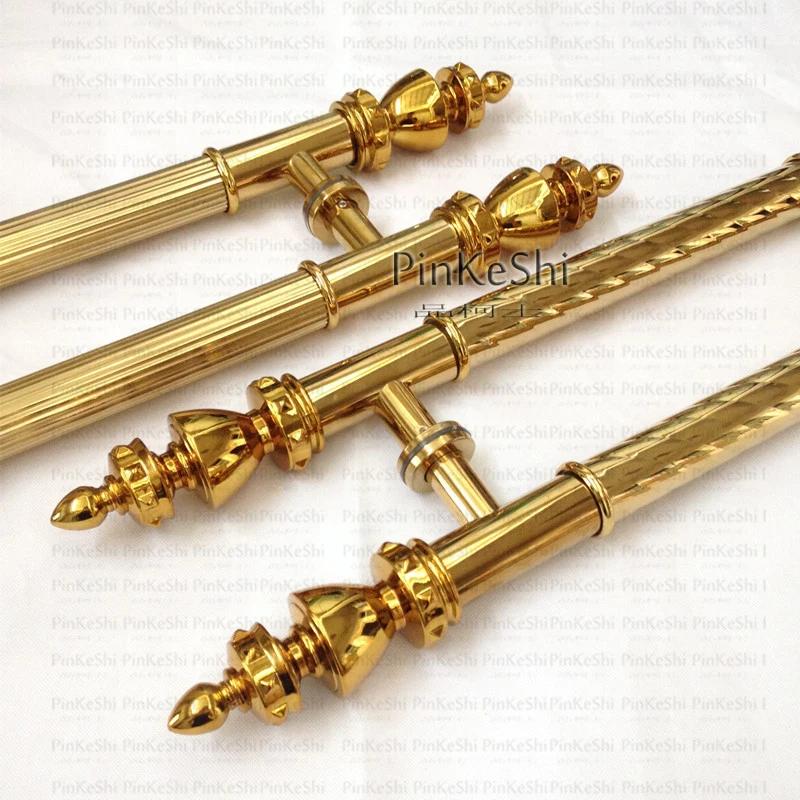 

Luxury glass door handle/hotel wooden door shiny gold polished stainless steel black color handle, satin finish, brush finish