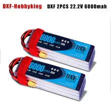 2018 dxf 2 шт. lipo Батарея 22.2 В 6000 мАч 6 S 35C max60c 22.2 В RC Lipo Батарея Акку для вертолета самолета Drone автомобиль грузовик