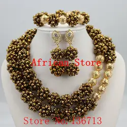 Новое поступление Африканский бисер комплект ювелирных изделий Модные нигерийские Свадебные африканские бусины ожерелья серьги комплект