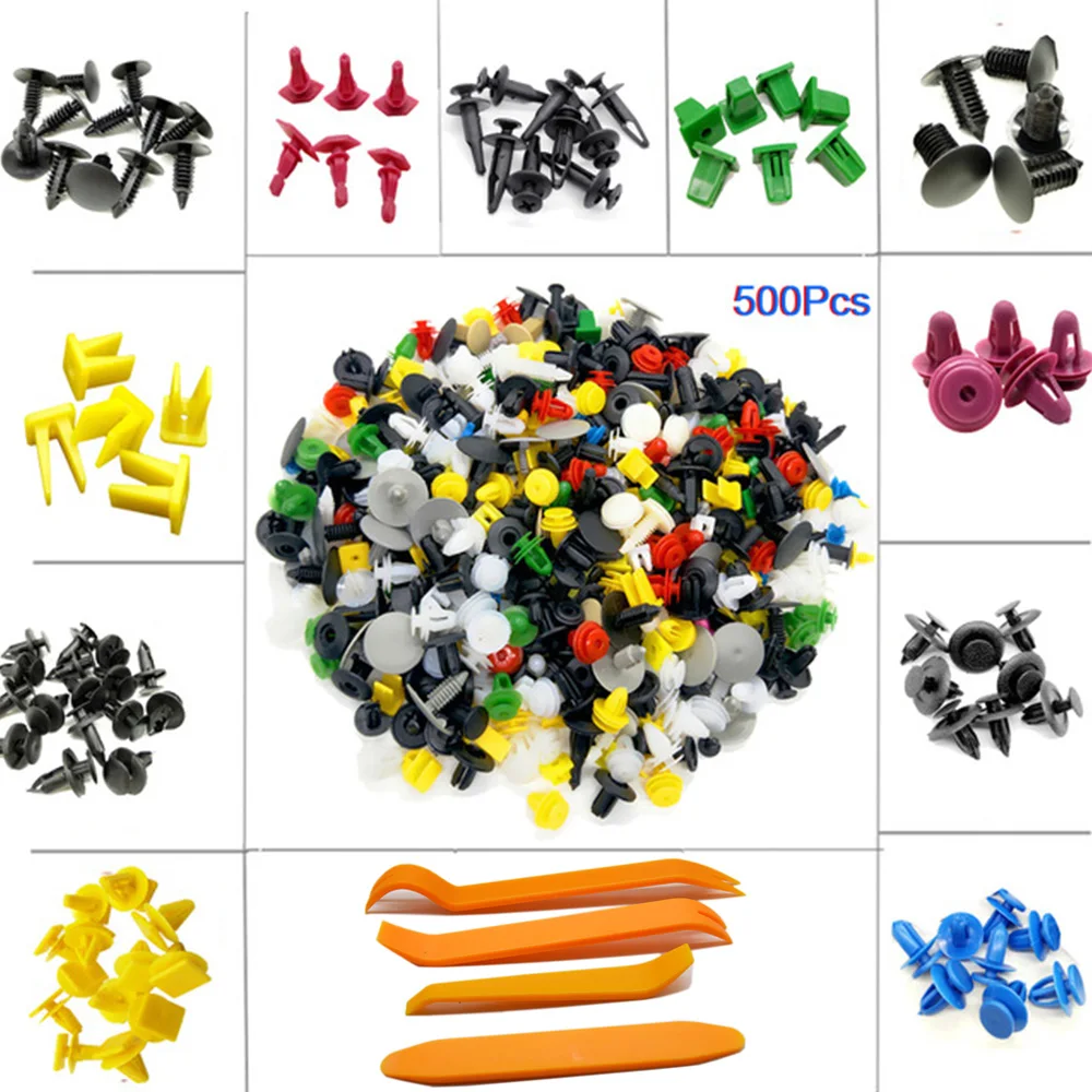 

Ederivo 500PCS Car Fastener Universal Mixed Color Car Bumper Rivets Automotive Door Trim Panel Clip Fasteners Retainer Push Pins