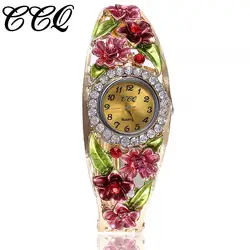 CCQ бренд Для женщин цветы браслет часы женские со стразами часы Женское платье наручные часы кварцевые часы Relogio Feminino Лидер продаж