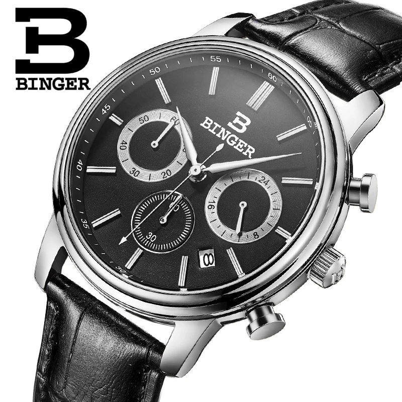 

Switzerland Men Watches BINGER Luxury Brand Watch Men Chronograph Wrist Watch Male Quartz waterproof relogio Sport clock B9005-1