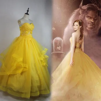 

Beauty and The Beast 2017 Princess Belle Cosplay Costume Fancy Newest Belle Princess Dress Adult Women Halloween Costume