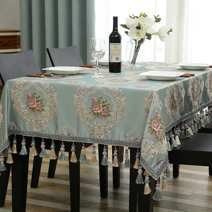 Luxury European style table cloth with Hanging ear Tablecloth for home kitchen accessories ramadan decoration table cloth