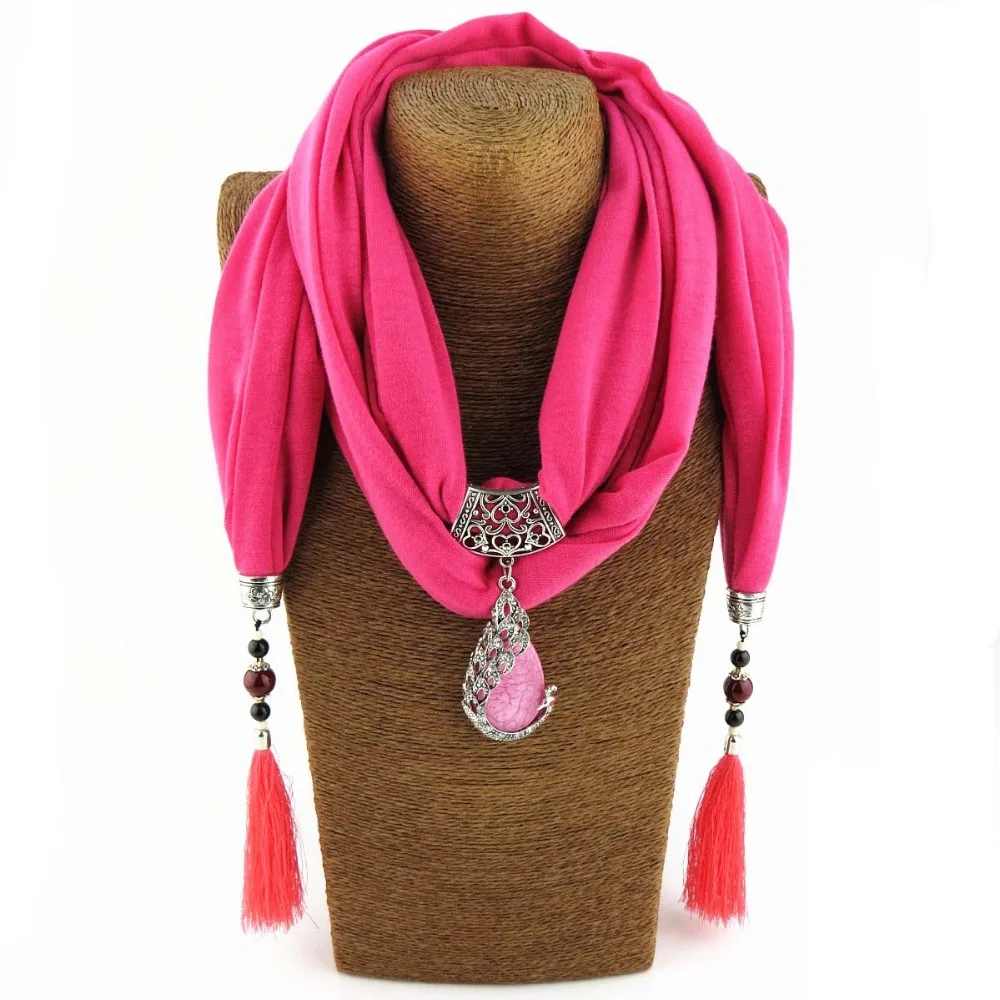 Женский шарф кулон ожерелье природный камень кулон ожерелье Бахрома Кисточкой Шарф Ювелирные изделия с бисером этнические ювелирные изделия