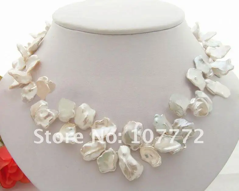 

Hand-Made Semi-Stone Charming! Rare Big AAA 18mm White Keshi Pearl Necklace