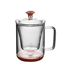 Деревянный Базовый термостойкий фильтр стеклянный домашний чай отделение офиса прозрачный стеклянный пузырь ароматизированный чай с ручкой крышки