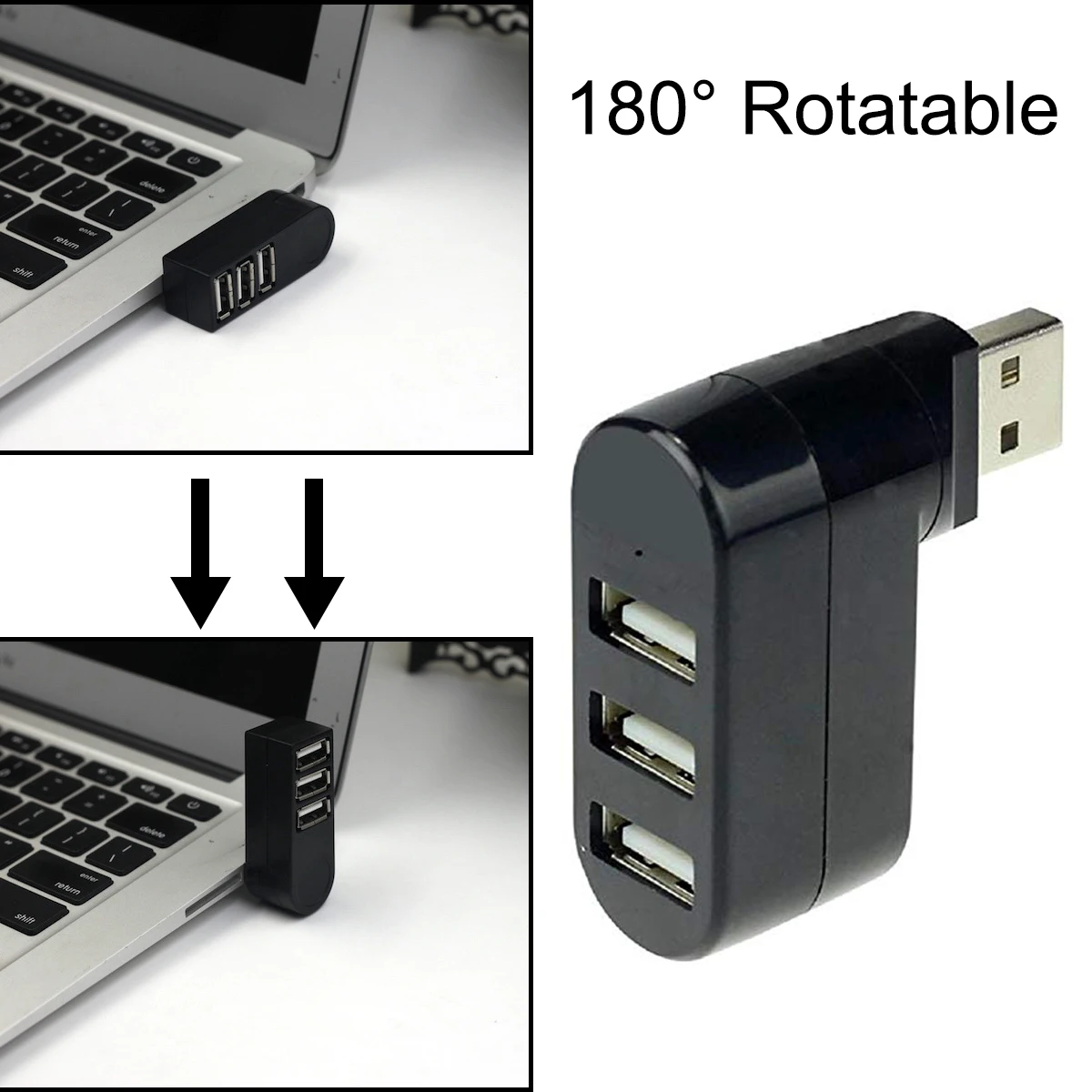 Высокое качество для ноутбука концентратор компьютера USB вращающийся сплиттер мини адаптер 3 порта