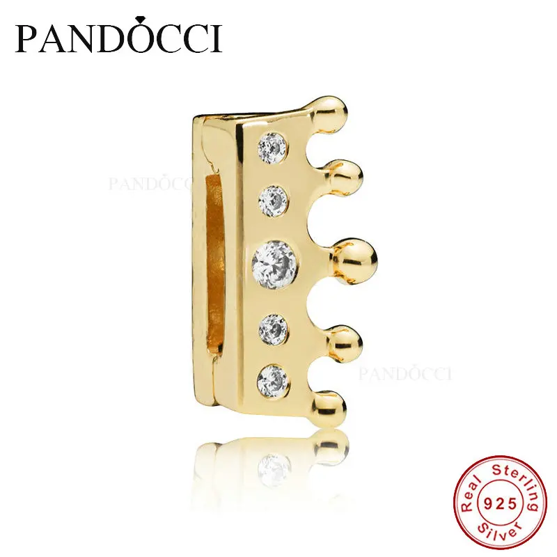 

925 Sterling Silver Reflexions Crown Clip Charm Shine & Clear CZ Original Jewelry Making Fits For Reflexions Bracelet PANDOCCI