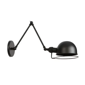 

All Black Iron American Village Bedroom Vintage Wall Lamp E27 Bulb with lampshade wall light restaurant led wall lamp RWL0037