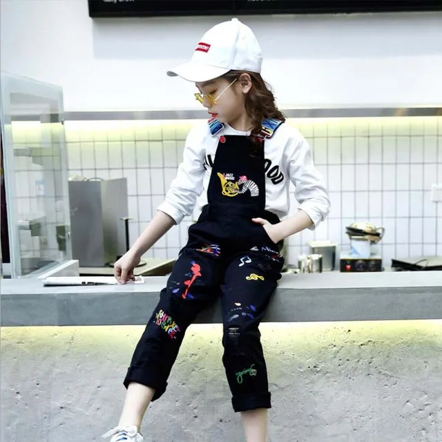 Baby Girls Denim Overalls Spring autumn Fashion New Children Clothing Kids Casual suspender trousers cartoon jeans short 5-16 Y 3