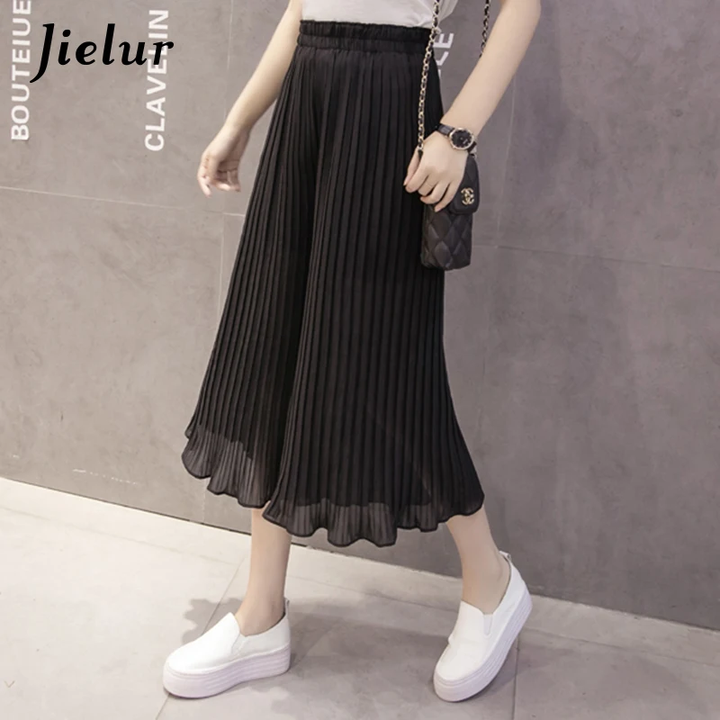 Jielur 2020 New Fashion 8 Colors Ruffles Chiffon Pants Women Casual Pleated Pantalon femme S-XL Loose Pure Color Wide Leg Pants Jielur 2020 New Fashion 8 Colors Ruffles Chiffon Pants Women Casual Pleated Pantalon femme S-XL Loose Pure Color Wide Leg Pants