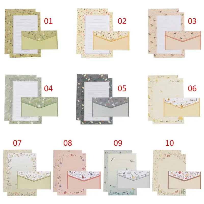 Creative Beautiful Letter Paper Envelope Floral Cute Cartoon Set Letterhead Small Fresh Gifts | Канцтовары для офиса и дома