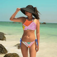 

Brazilian Bikini Set 2018 New Women Swimwear Bikinis Backless High Neck Beachwear Bandage Biquini Halter Bathing Suits