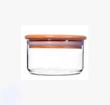 Трехэтажная Стеклянная банка для хранения с крышкой, минималистичный стеклянный контейнер для хранения конфет, еды, кухонный органайзер для дома - Цвет: Wooden Cover 1 Jar