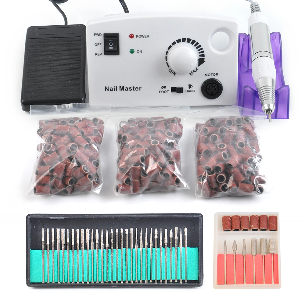

30000 RPM White Nail Drill Pro Electric White Diamond Nail Drill File Machine+300pcs Sanding Bands+30pcs Nail Drill Bit