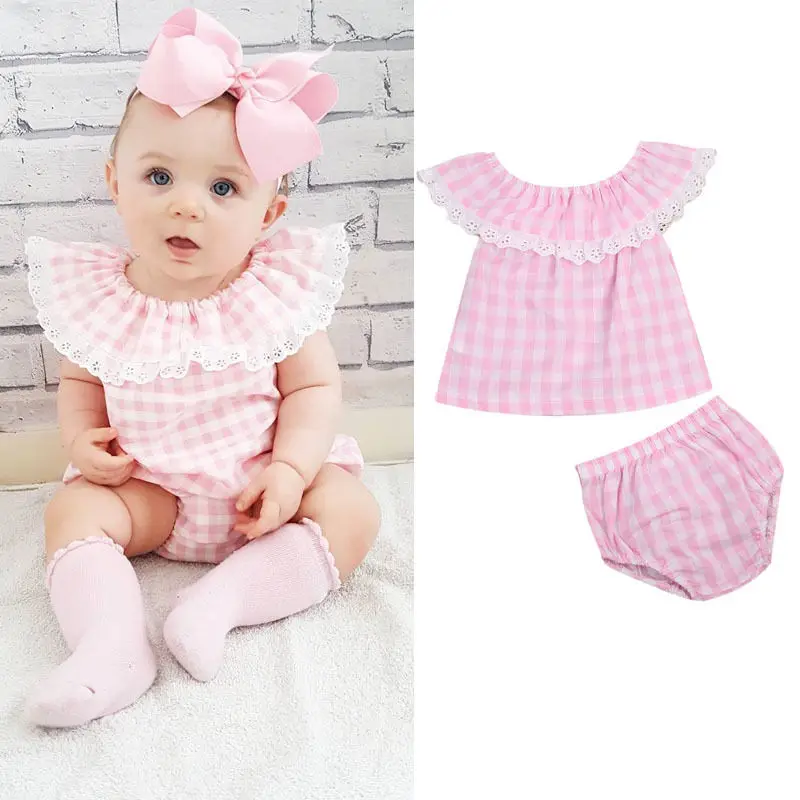 baby girl Plaid clothes set newborn toddler cotton suit kids girl