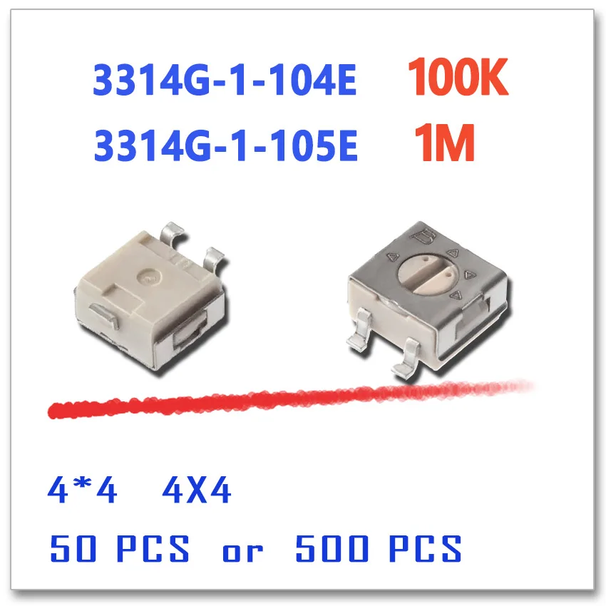 JASNPROSMA-50PCS-500pcs-3314G-1-104E-100K-3314G-1-105E-1M-4-4-4x4-4mm ...