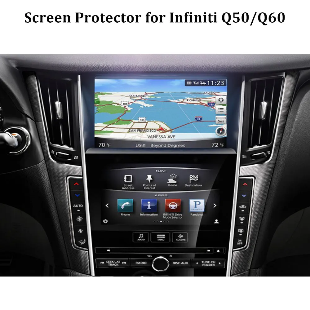 2PCS Car GPS Navigation Up and Bottom Screen Protector for Infiniti Q50-,for Infiniti Q60- car accessories