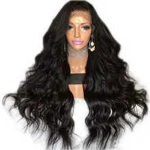 Bombshell черный объемная волна синтетический парик фронта шнурка Glueless термостойкие волокна волос естественные волосы часть для женщин парики