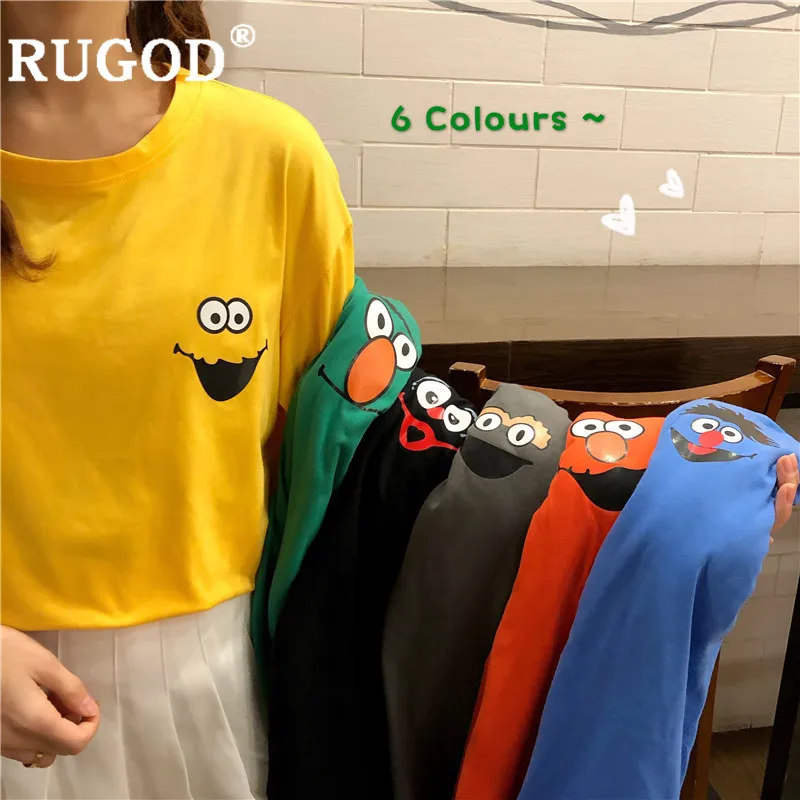 

RUGOD 2019 new vogue t shirt Cartoon grotesque loose short sleeve cotton O-neck blusas femininas de verão harajuku