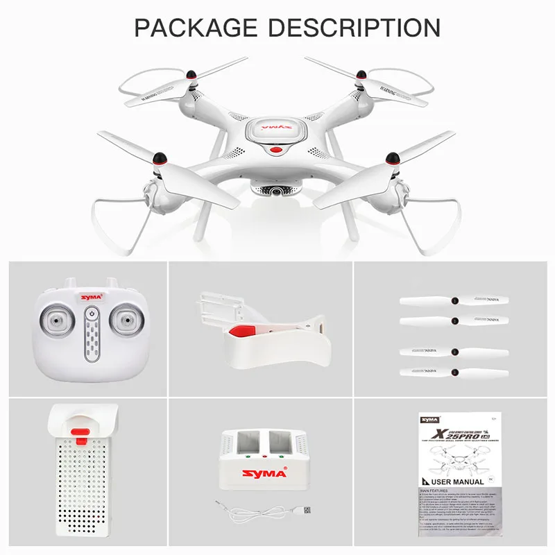 Дрон SYMA X25PRO с камерой 720P HD Квадрокоптер gps FPV передача Радиоуправляемый вертолет