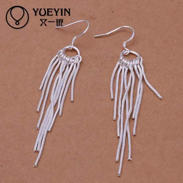 

E273 Fashion Jewelry Tassel Long Earring for Women Wholesale Silver Plated Three-Wire