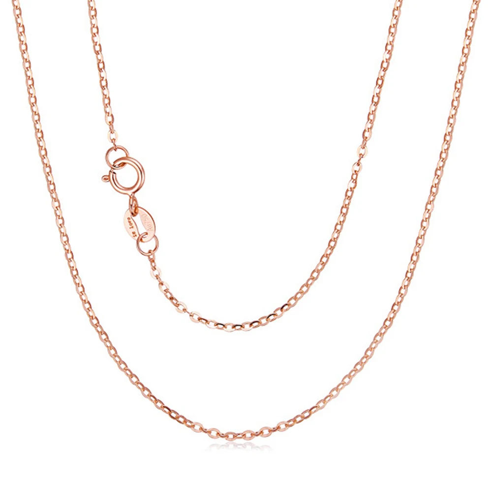 

RINYIN Solid 18K Rose Gold Necklace for Girl Pure AU750 Cute Rolo Chain 1mm Width 10" - 16" Inches