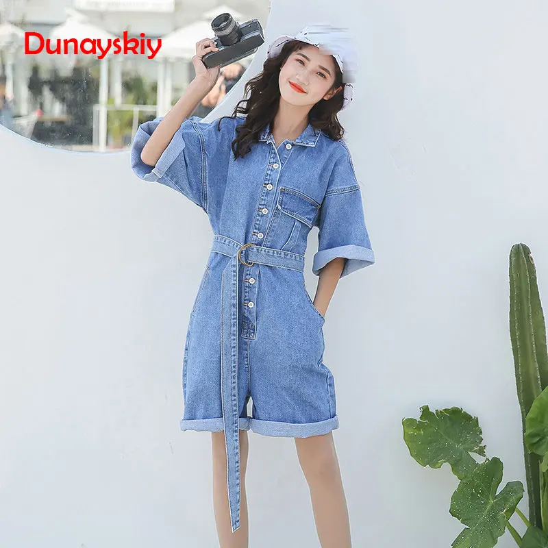 

New 2019 Summer Playsuits Women Shorts Fashion Short Casual Jumpsuits Jeans Women Jumpsuit Denim Overalls Short Rompers