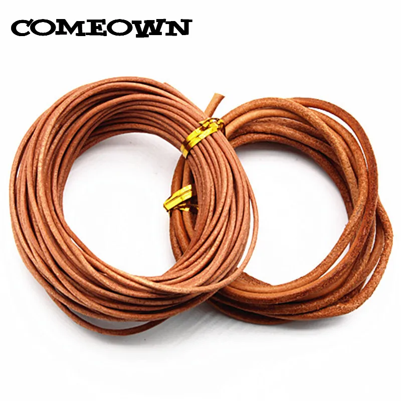 1mm 1.5mm 2mm Genuine Round Cowhide Leather Cord Bracelet String Choose Color!