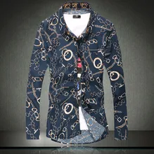 Brand New Men s Oversized Casual Shirt Social Floral Print Shirt Full Sleeve Turn Down Collar