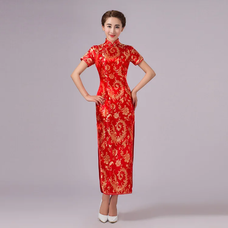 Silk long dress banquet wedding sleeveless placketing slim sexy ...